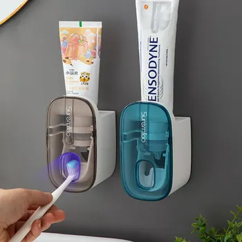 1 бр. автоматична опаковка на паста за зъби Аксесоари за баня Монтиране на стена Мързелива сокоизстисквачка за паста за зъби притежателя на четка за зъби
