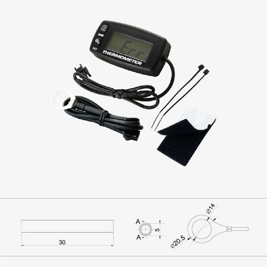 Цифров LCD сензор за температурата на двигателя, оповещающий за нагрее прекомерно с датчик RL-TS002 за мотоциклет Dirtbike ATV