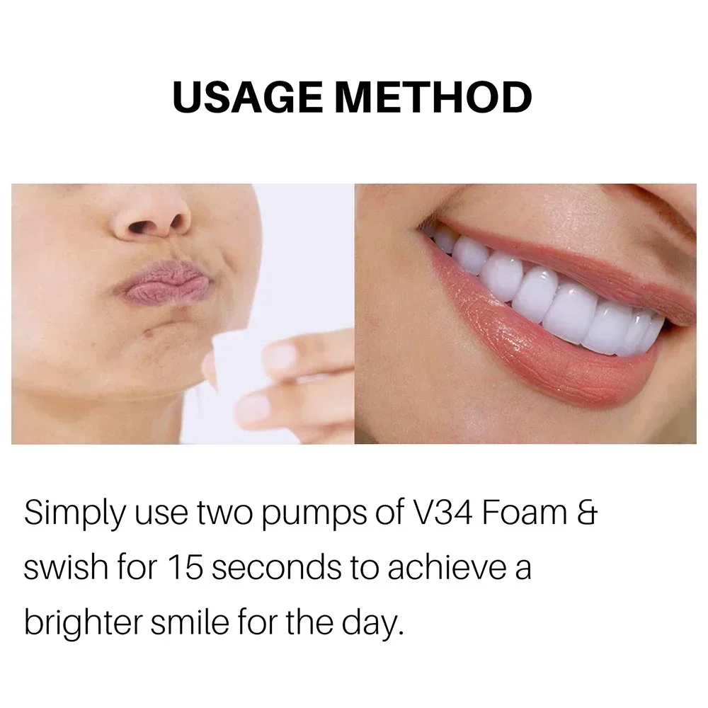 50 мл пяна-мус за избелване на зъбите V34, се Разтваря на Зъбната плака, Възстановява Ярко Чисто Свеж дъх, Красота И Здравословна паста за зъби 2023