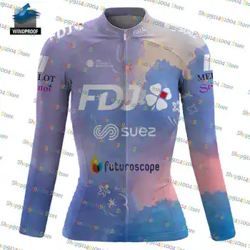 2023 Дамски велосипедна майк FDJ Suez с дълъг ръкав Rode Bike Мтб Maillot Ropa Ciclismo