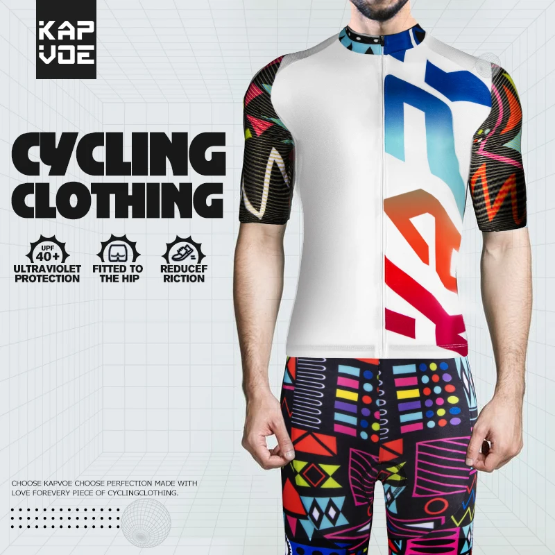Kapvoe-Мъжки комплект от Дишаща Джърси за Велоспорта, Велосипедна дрехи, Ризи с къси ръкави, Престилки, Велосипедна дрехи, Майо МТБ, Лято