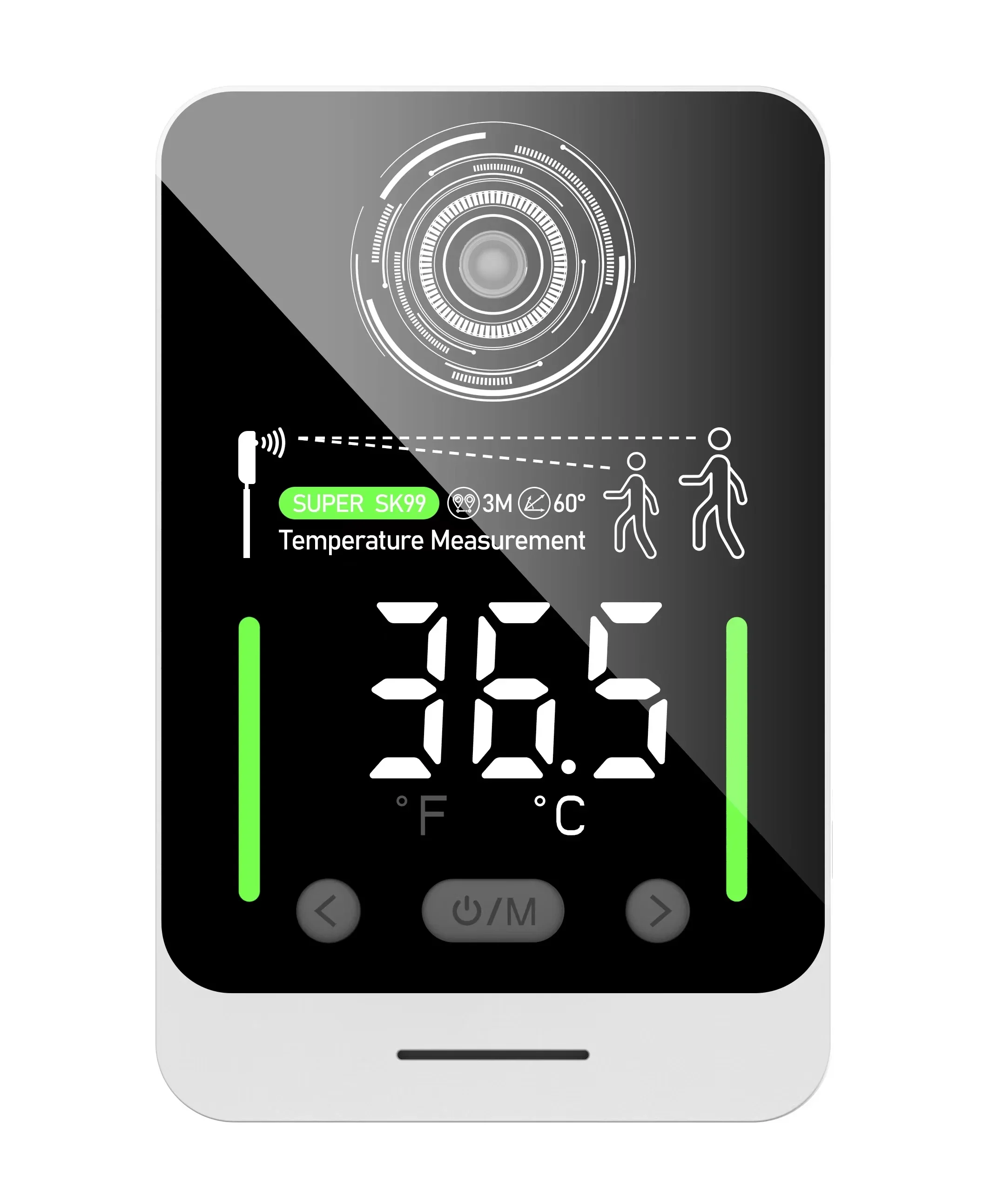Дистанционно измерване на температурата с термометър на разстояние 3 м, която се презарежда топлина за използване на открито и закрито