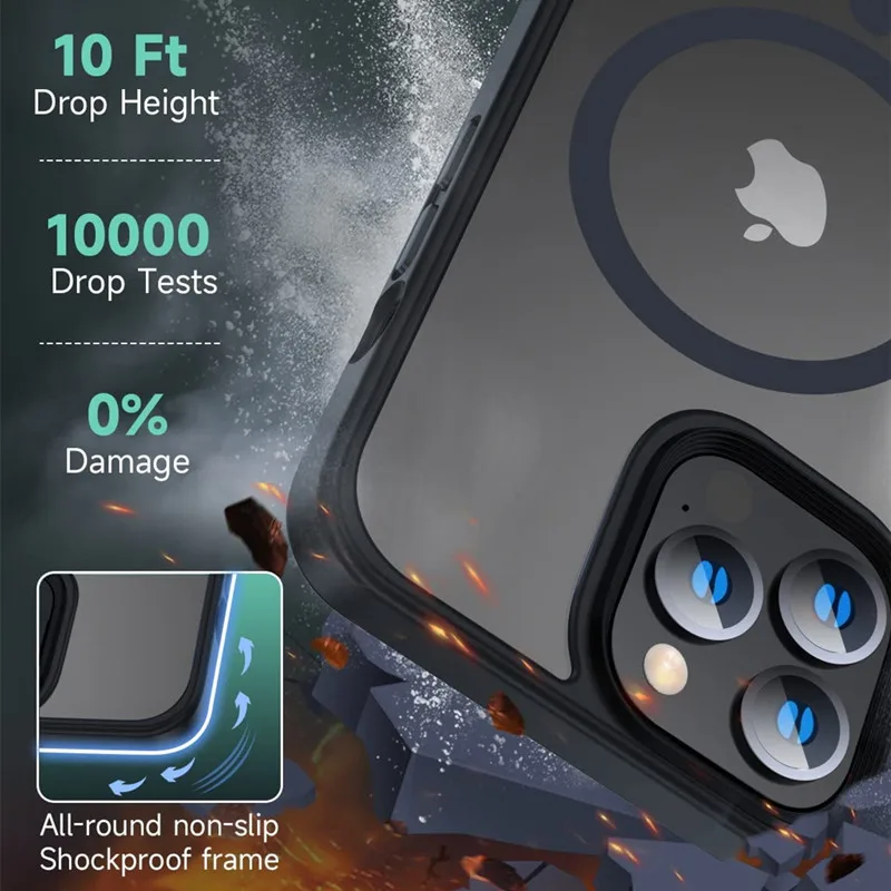 Устойчив на удари Матиран Прозрачен Калъф За Телефон iPhone 15 14 13 12 11 Pro Max 15 Плюс Магнитна безжичното Зареждане Magsafe