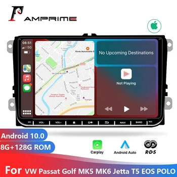 AMPrime Android 10,0 Авто Радио Стерео 128 GB 2DIN Мултимедийна GPS За VW Passat Golf MK5 MK6 Jetta T5 EOS POLO Touran, Sharan и Seat
