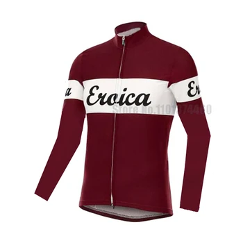 Eroica Cycling Jersey Pro Team Мъжки Зимни Руното и Тънки Дрехи за състезателни велосипеди С дълъг ръкав, Дрехи за триатлон
