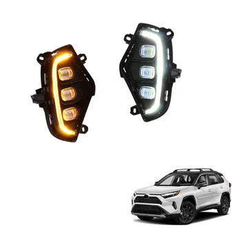 Speedking LED DRL Комплект, Капак фарове за мъгла, Фаровете LED Дневни Светлини с Указател на Завоя За RAV4 2019-2022