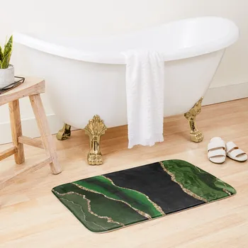 Абстрактен изумрудено зелено и златно Модерен дизайн с жеодовым агатом, подложка за вана, подложка за баня, водопоглощающий подложка за баня