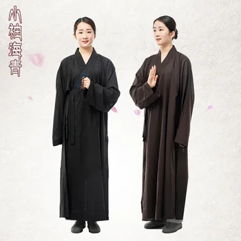 Възрастни Жени и Мъже Монашески одежди и мантия за будистката дрехи Черно кафе Облекло за медитация Будистки халати