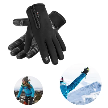Дамски водоустойчив мъжки зимни ръкавици, топли ръкавици за сензорен екран за каране на мотоциклет, колоездене, каране на ски, лов, за работа на открито