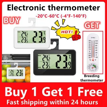 Електронен дигитален термометър за хладилник с фризер, функция за запис макс./мин. С плетене на една кука, на Домакински, кухненски термометър