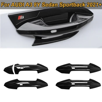 За AUDI A3 8Y Седан Sportback 2021 2022 2023 Авто Външна врата копчето Тампон Стикер Защита Тунинг на автомобилни аксесоари