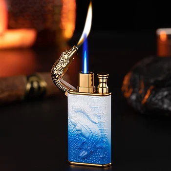Запалка-фенерче със бутан за Еднократна употреба, Ветрозащитная, с двоен пламък, Стръмни Уникални запалки, Аксесоари за пушачи, подарък за мъже