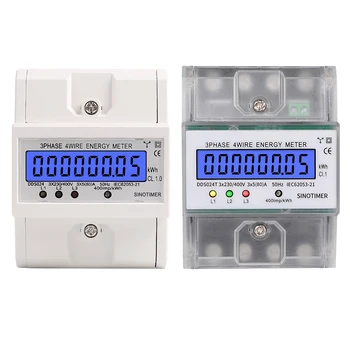 Измерване на Потреблението на електроенергия на LCD Цифров Измерител на потреблението на енергия DIN-Наклона на Монитора на Потреблението на Електроенергия от 5-80A 400V за Домашния Офис