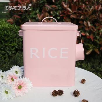 Кутия за съхранение в кухнята и банята, 10-литров Контейнер за зърно и ориз Метално Цинковое покритие на Кутията за прах за пране Кутия за съхранение на Хлебница с лъжичка