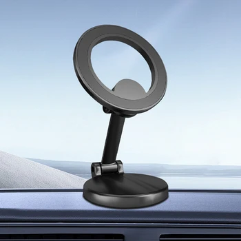 Метален магнитен кола за мобилния си телефон, сгъваема поставка за мобилен телефон на магнит в колата, GPS поддръжка за iPhone Xiaomi, управляемият определяне на 360 °