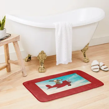 Подложка за баня flying whippet на червен фон, килим за баня, комплект за баня