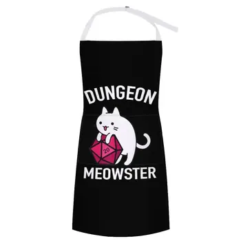 Престилка Dungeon Meowster Смешни DnD Gamer Cat D20, дамски домашни дрехи, Сладки кухненски принадлежности