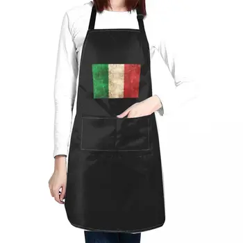 Ретро состаренный и почеса Престилка с Италиански флаг Аксесоари готвач на японски престилка женски Кухненска Престилка