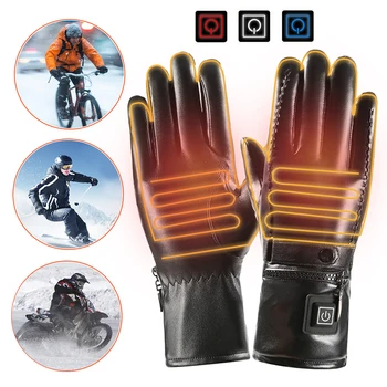 Ръкавици с електрически нагревател, Акумулаторна USB Топло за ръцете, Ръкавици с топъл, Зимни Мотоциклетни велосипедни ръкавици със сензорен екран, водоустойчив