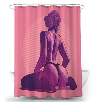 Секси Дамски душ завеси с принтом, плат за пердета за баня, забавен водоустойчив начало декор от ресни с висящ пръстен