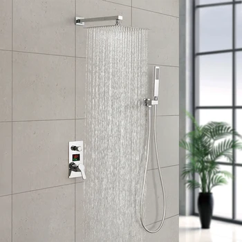 Смесител за душ с дъждовна дюза JPHOMES, монтиран на стената ръчен душ с дъждовна дюза