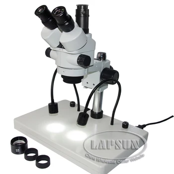 Стереомикроскоп с Промишлени увеличение Lapsun 3.5 X-45Ч с Едновременното фокусно разстояние + Барлоу Обектив 0.5 X + Led лампа Гъска врата 2* 3 W + Поставка