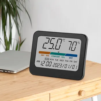 Цифров монитор температура и влажност на въздуха Показател комфорт Стаен термометър Макс Мин Записва данни за батерии за домашния офис спални